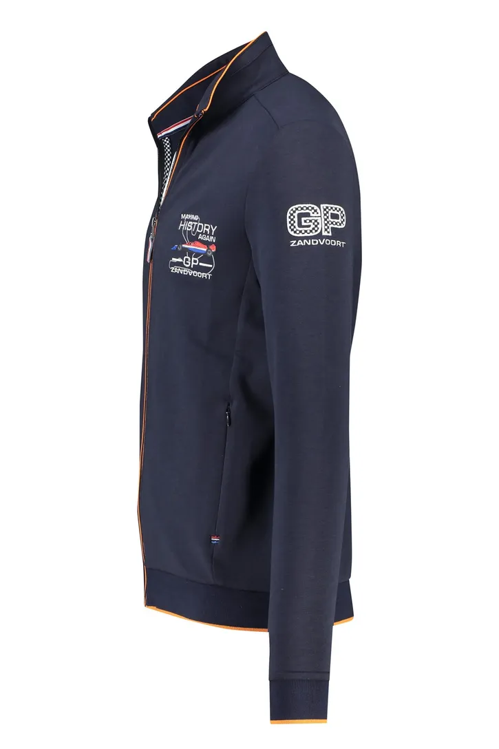Portofino vest donkerblauw geprint katoen opstaande kraag