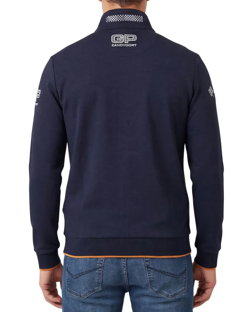 Portofino vest donkerblauw geprint katoen opstaande kraag