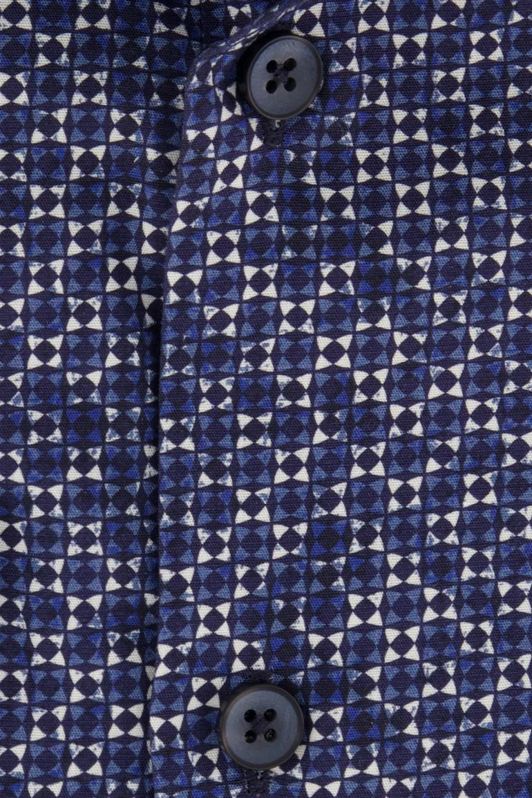 Ledub overhemd donkerblauw geprint