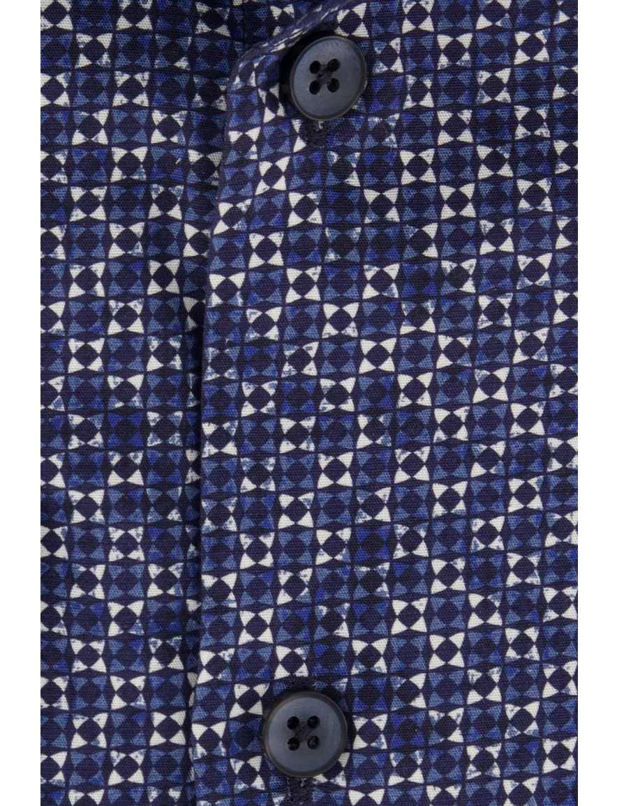 Ledub overhemd normale fit donkerblauw geprint