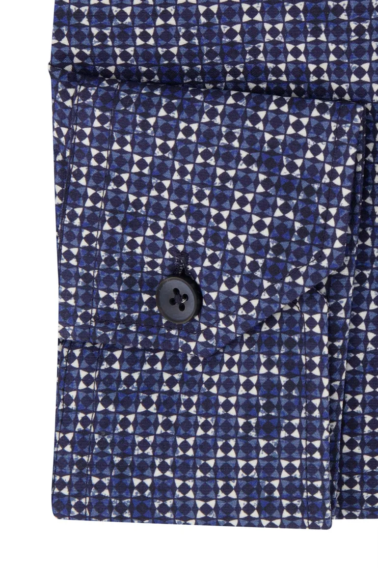 Ledub overhemd donkerblauw geprint