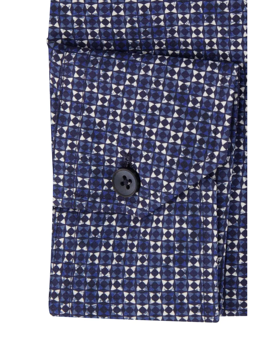 Ledub overhemd donkerblauw geprint
