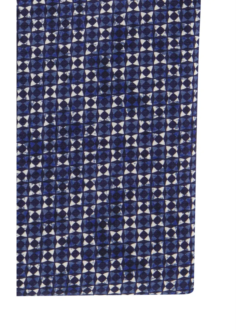 Ledub overhemd normale fit donkerblauw geprint