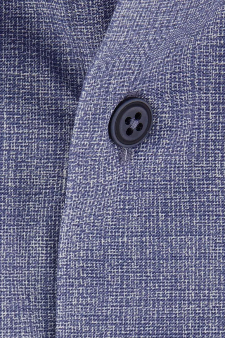 Ledub katoenen overhemd gemêleerd modern fit blauw