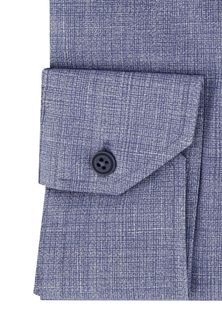 Ledub katoenen overhemd gemêleerd modern fit blauw