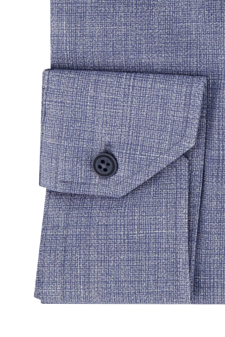 Modern fit Ledub overhemd blauw gemêleerd katoen