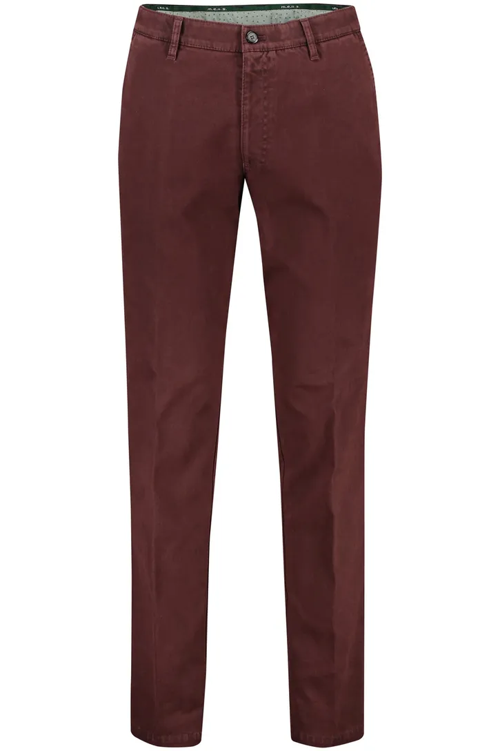 M.E.N.S. katoenen broek bordeaux effen katoen