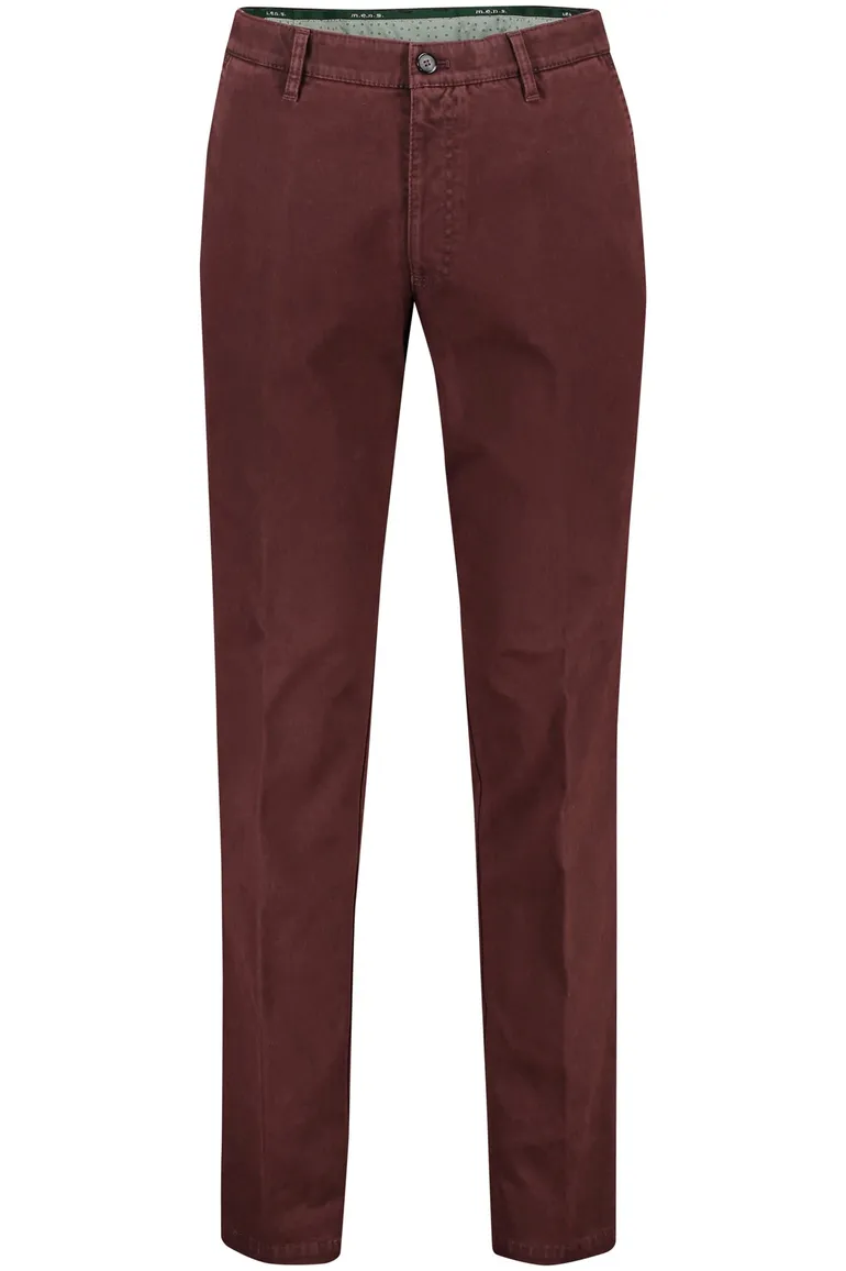 M.E.N.S. katoenen broek zonder omslag bordeaux uni