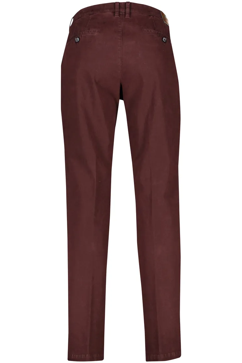 M.E.N.S. katoenen broek zonder omslag bordeaux uni