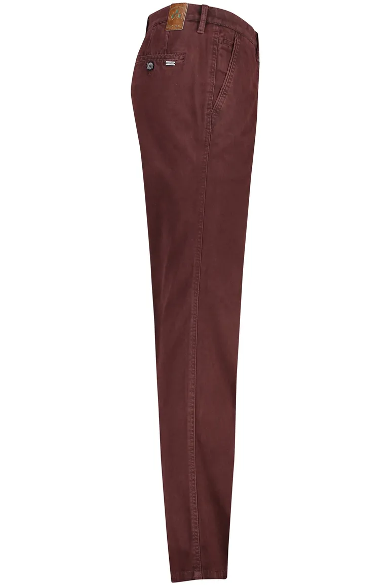M.E.N.S. katoenen broek zonder omslag bordeaux uni