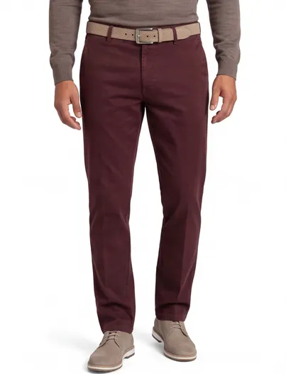 M.E.N.S. M.E.N.S. katoenen broek bordeaux effen katoen