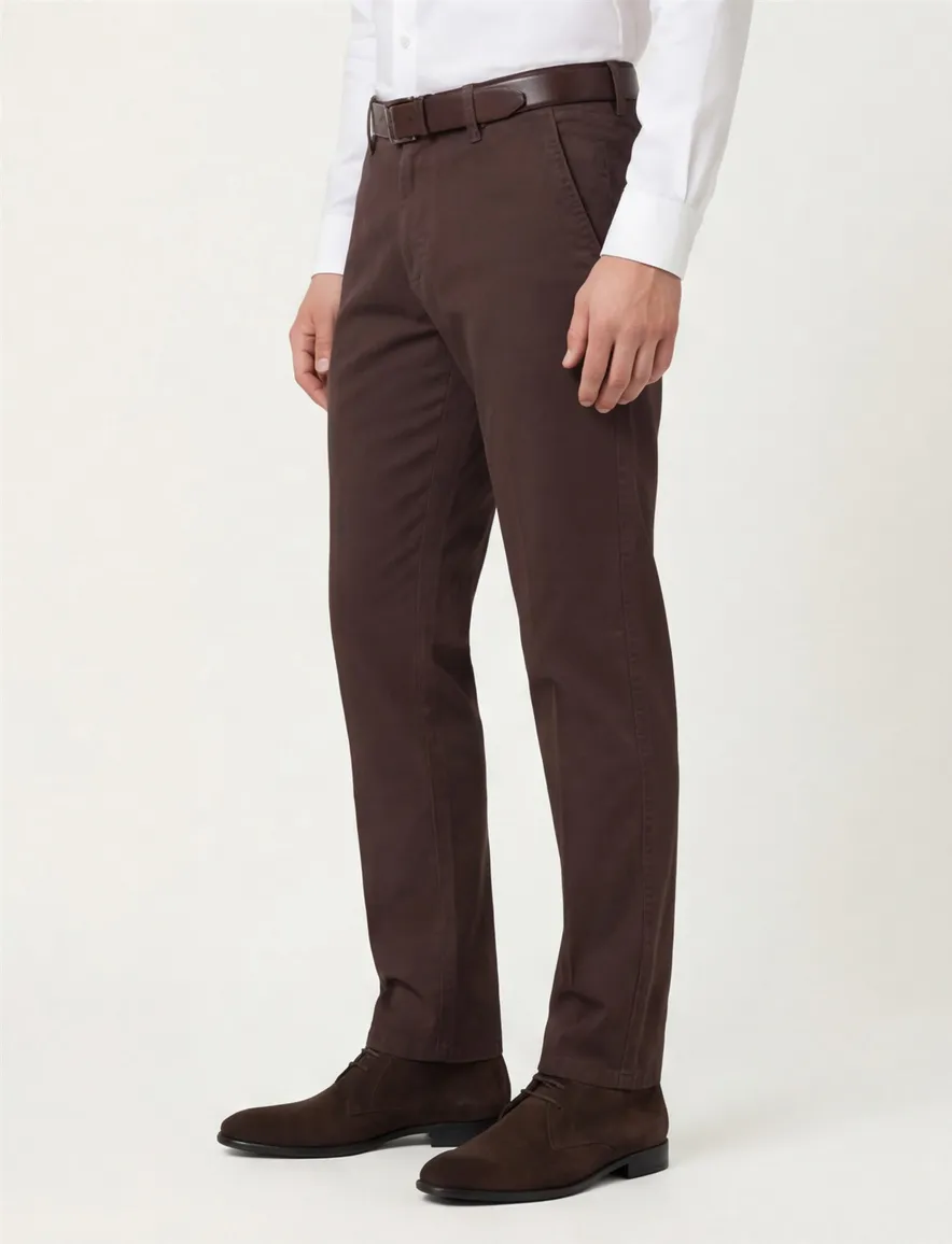 M.E.N.S. katoenen chino bruin uni