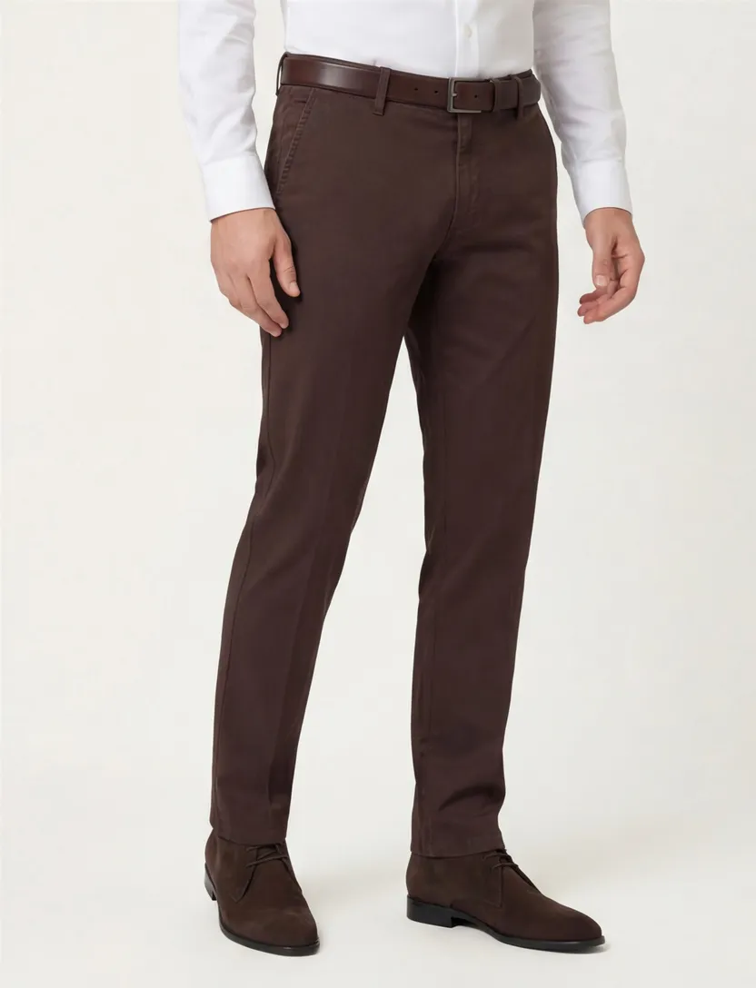 M.E.N.S. katoenen broek bruin effen katoen