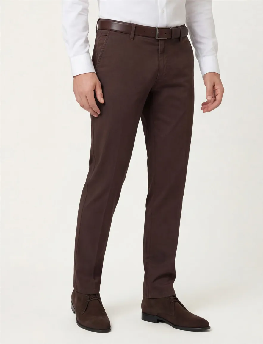 M.E.N.S. katoenen chino bruin uni