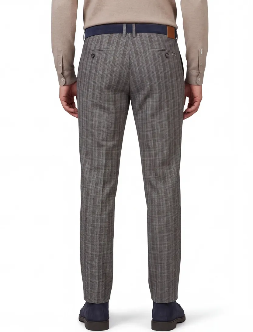 Katoenen M.E.N.S. katoenen broek bruin geruit