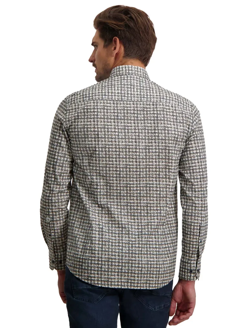 State of Art casual overhemd grijs geprint katoen wijde fit