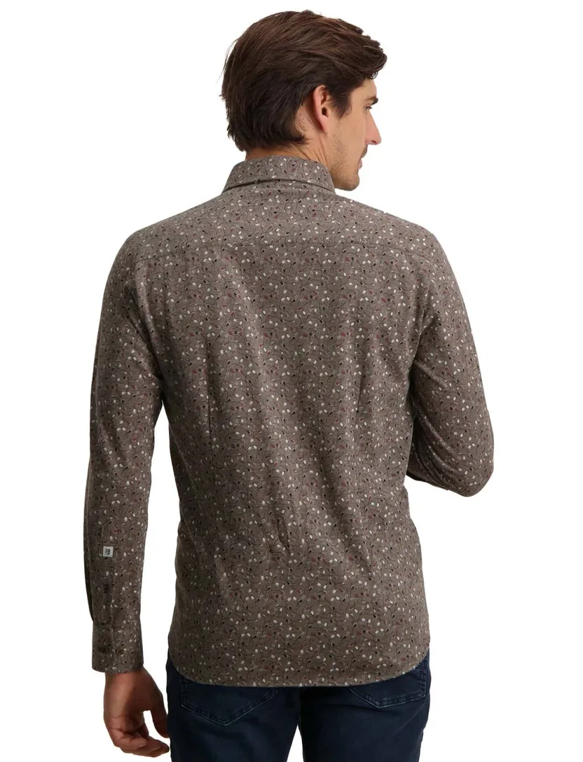 State of Art casual overhemd bruin geprint katoen wijde fit