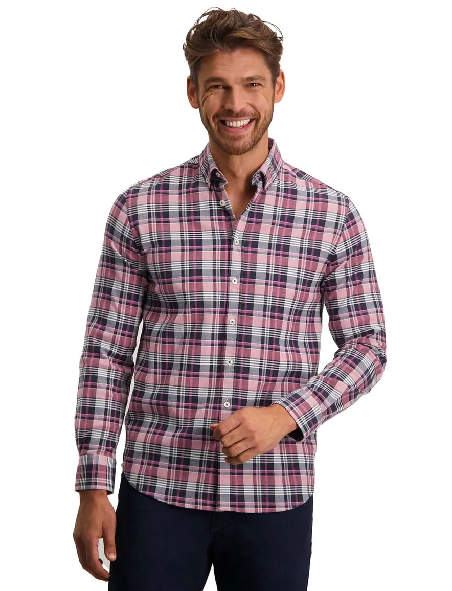 casual overhemd State of Art roze geruit katoen wijde fit
