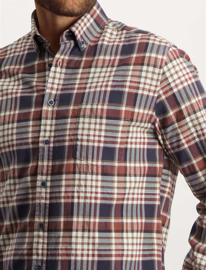 State of Art casual overhemd rood geruit met button down boord