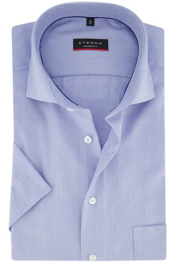 Eterna Eterna overhemd korte mouw Modern Fit lichtblauw effen 100% katoen