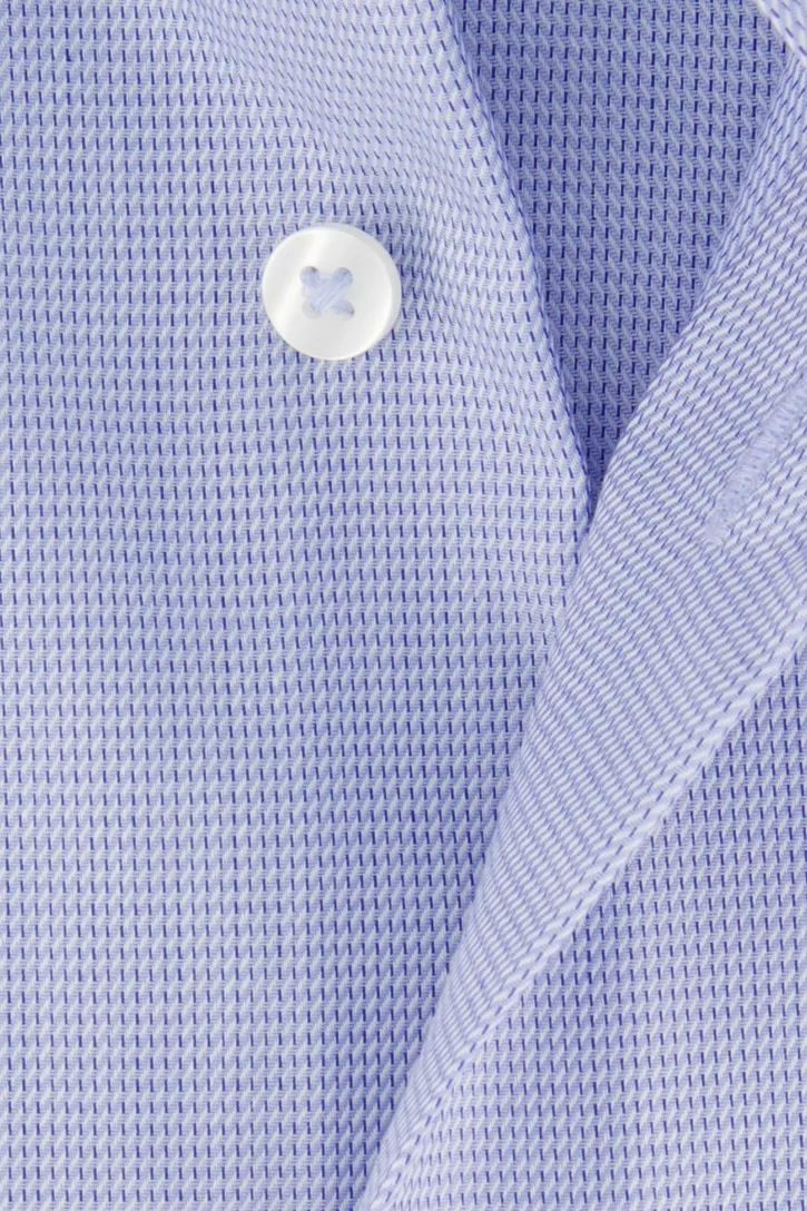 Eterna overhemd korte mouw Modern Fit lichtblauw effen 100% katoen