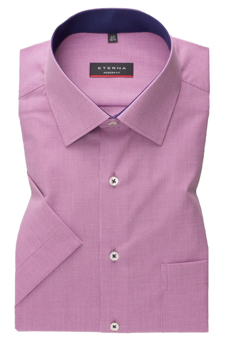 Eterna overhemd korte mouwen Modern Fit normale fit roze effen katoen