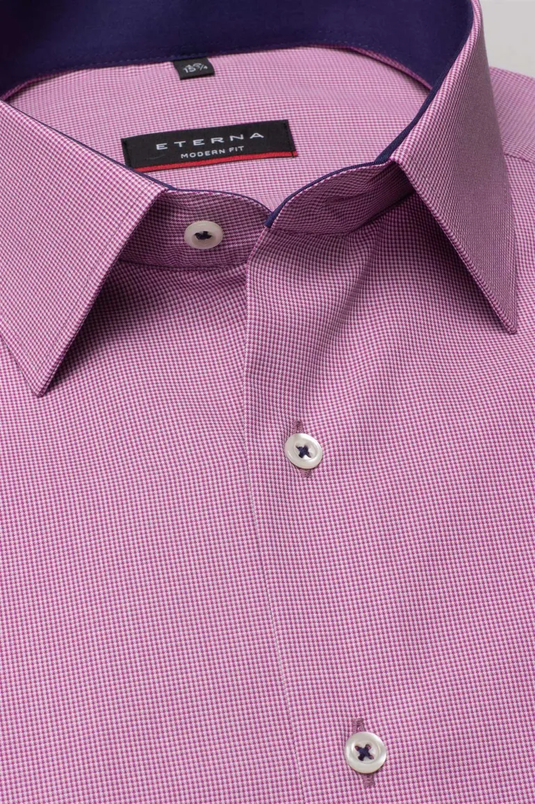 Eterna overhemd korte mouwen Modern Fit normale fit roze effen katoen