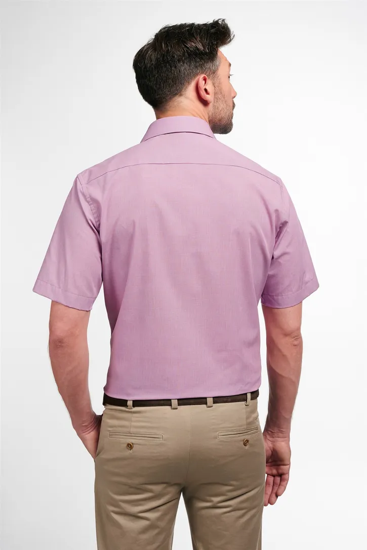 Eterna overhemd korte mouw Modern Fit roze borstzak