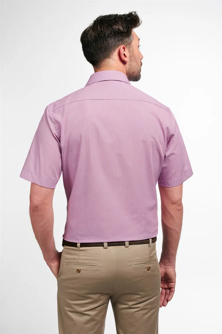 Eterna overhemd korte mouwen Modern Fit normale fit roze effen katoen
