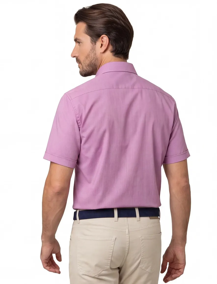 Eterna overhemd korte mouwen Modern Fit normale fit roze effen katoen