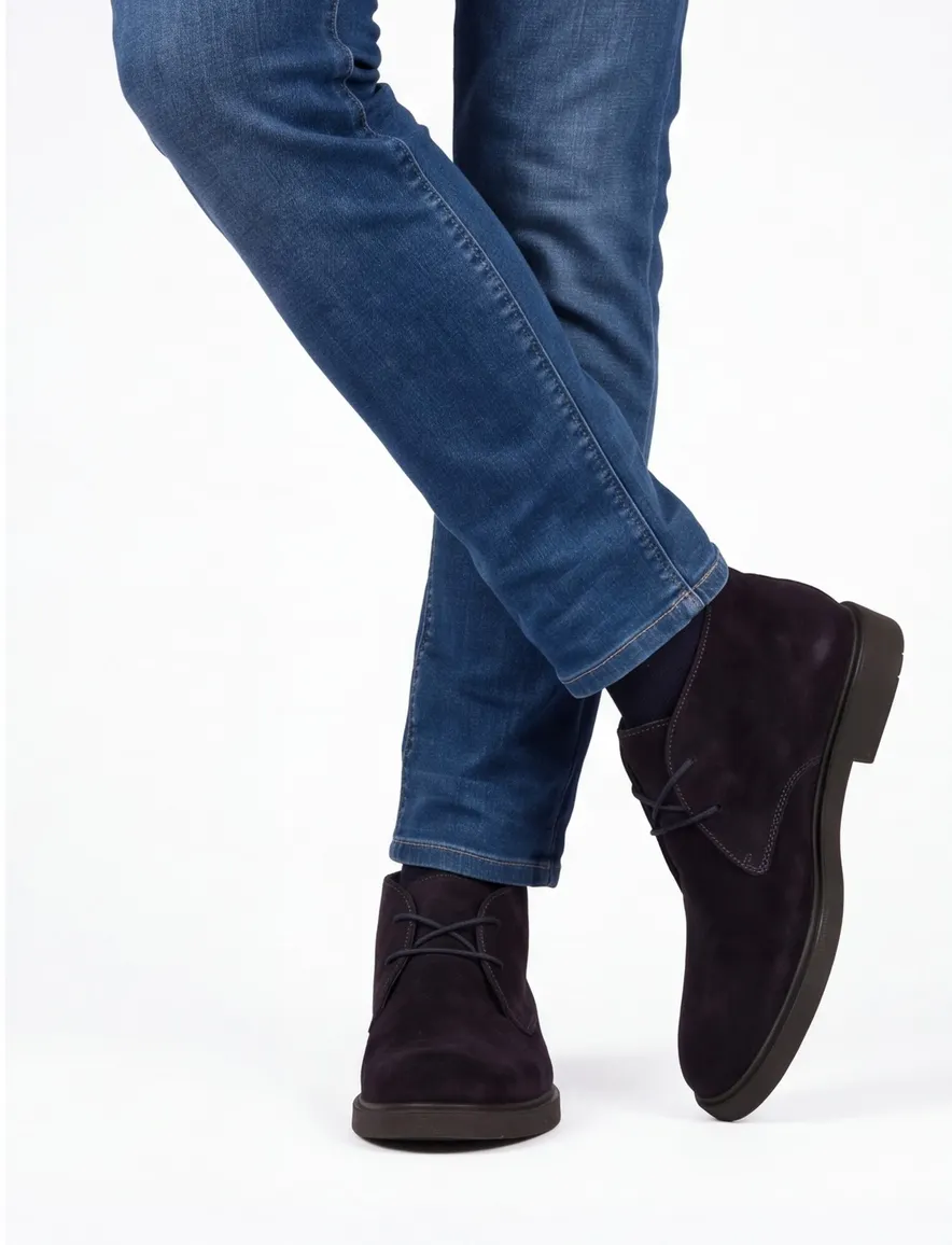 nette schoenen Blackstone effen leer donkerblauw