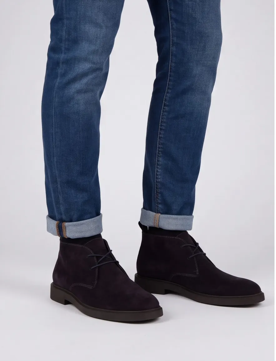 nette schoenen Blackstone effen leer donkerblauw