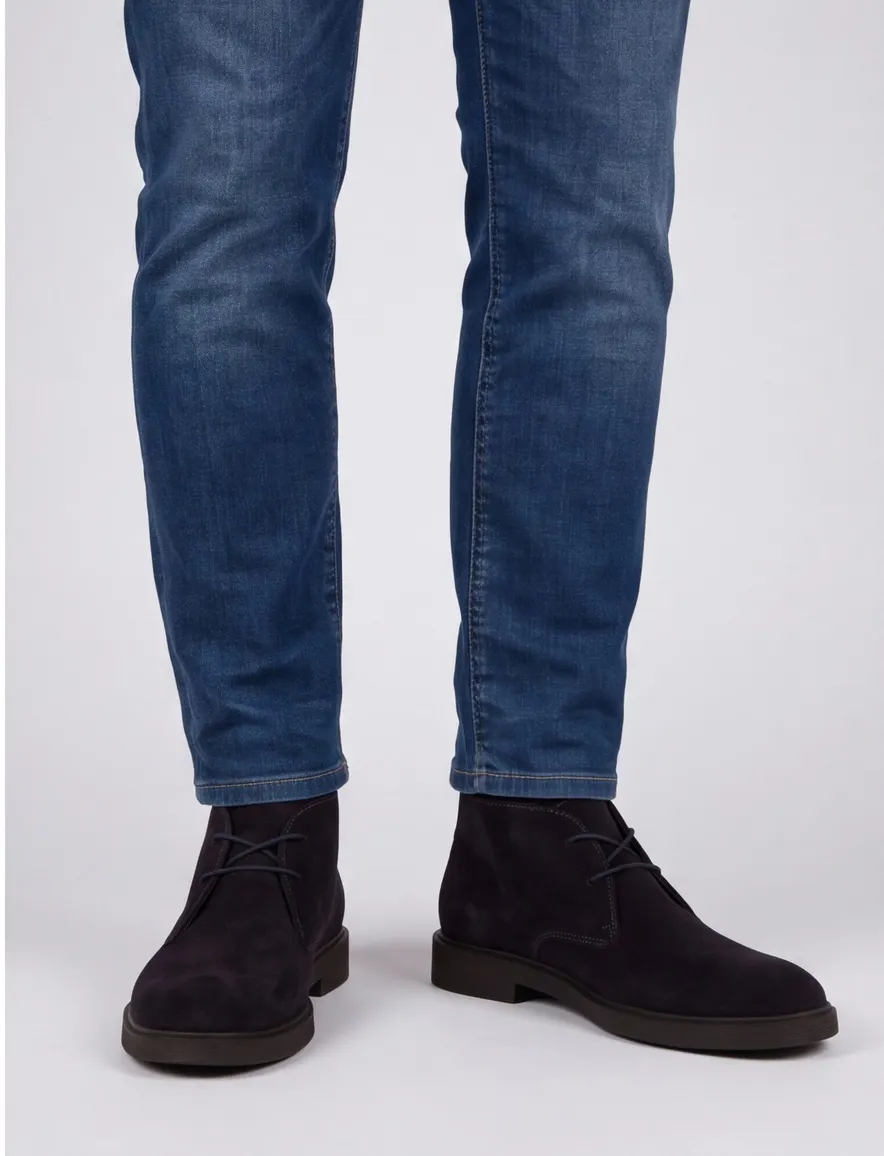 nette schoenen Blackstone effen leer donkerblauw