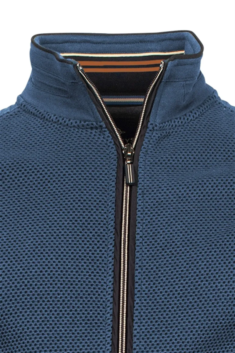 vest Baileys blauw effen katoen opstaande kraag rits