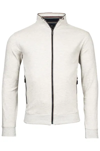 Baileys Baileys vest wit effen katoen opstaande kraag rits