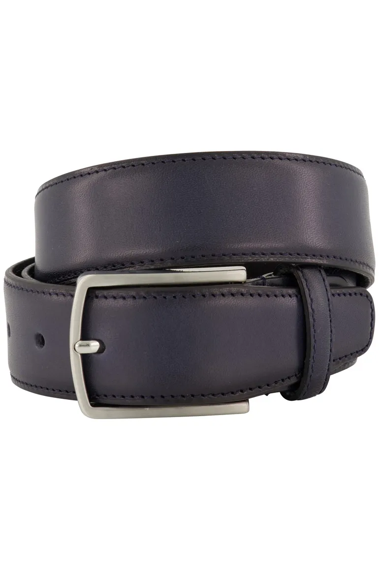 Lindenmann riem donkerblauw effen leer