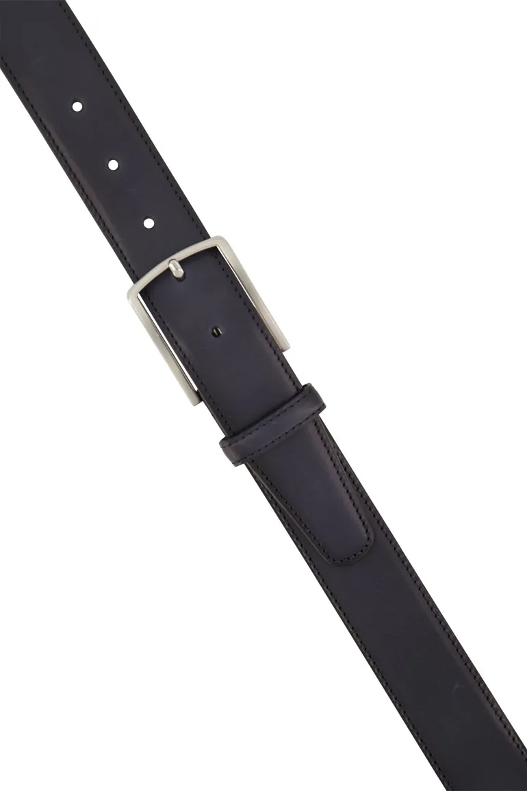 Lindenmann riem donkerblauw effen leer