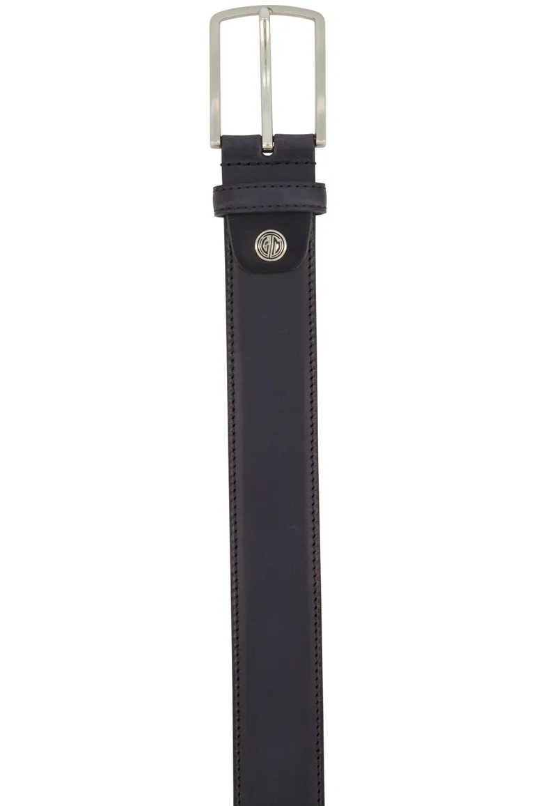 Lindenmann riem donkerblauw effen leer