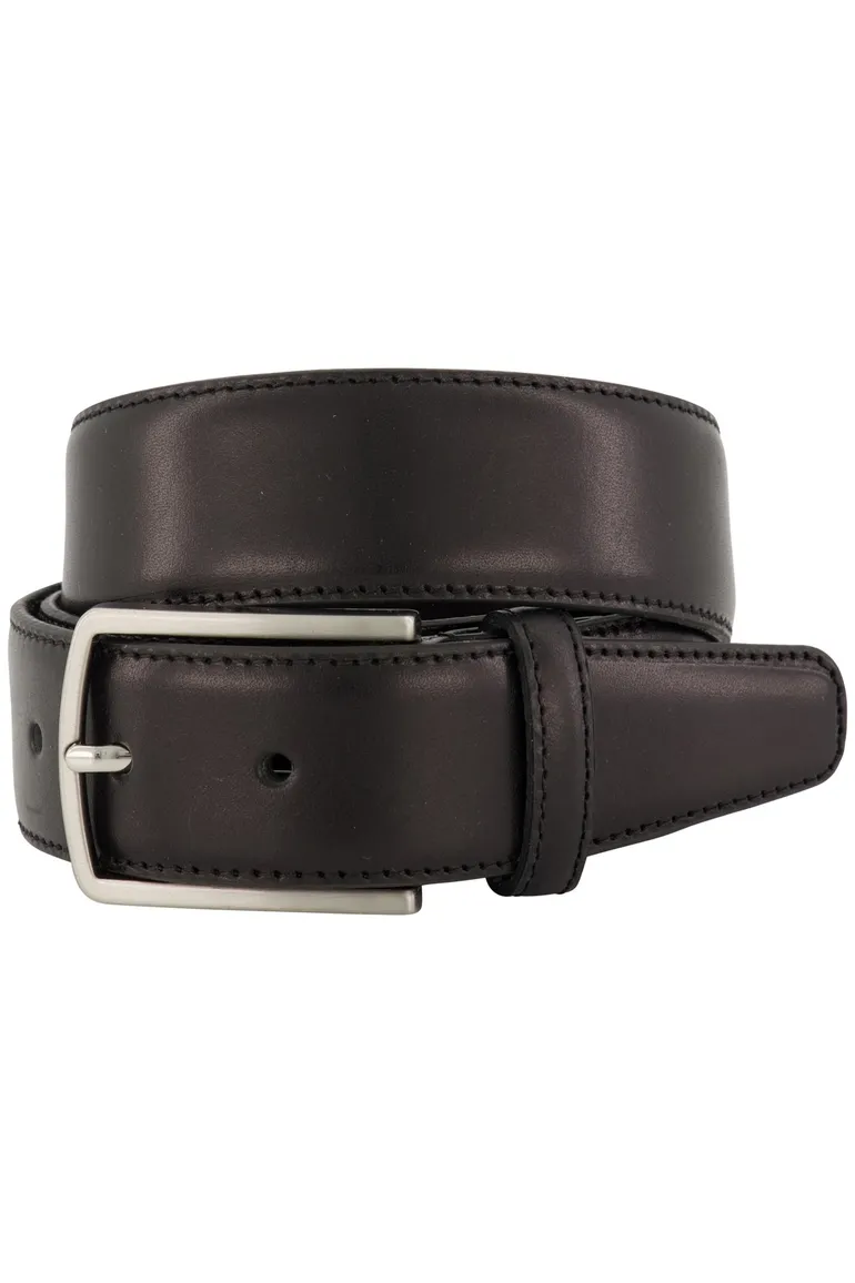 Lindenmann riem zwart effen leer
