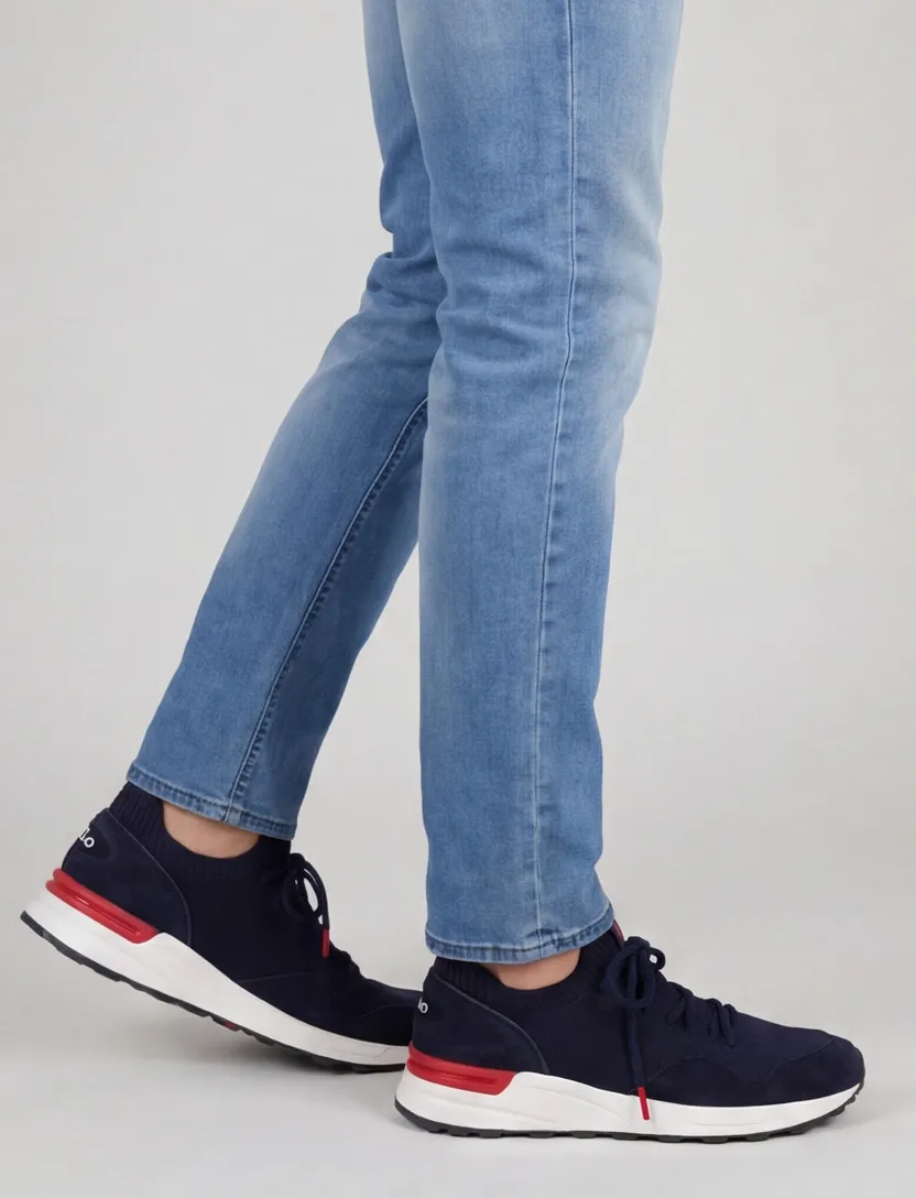 Polo Ralph Lauren sneakers effen leer donkerblauw
