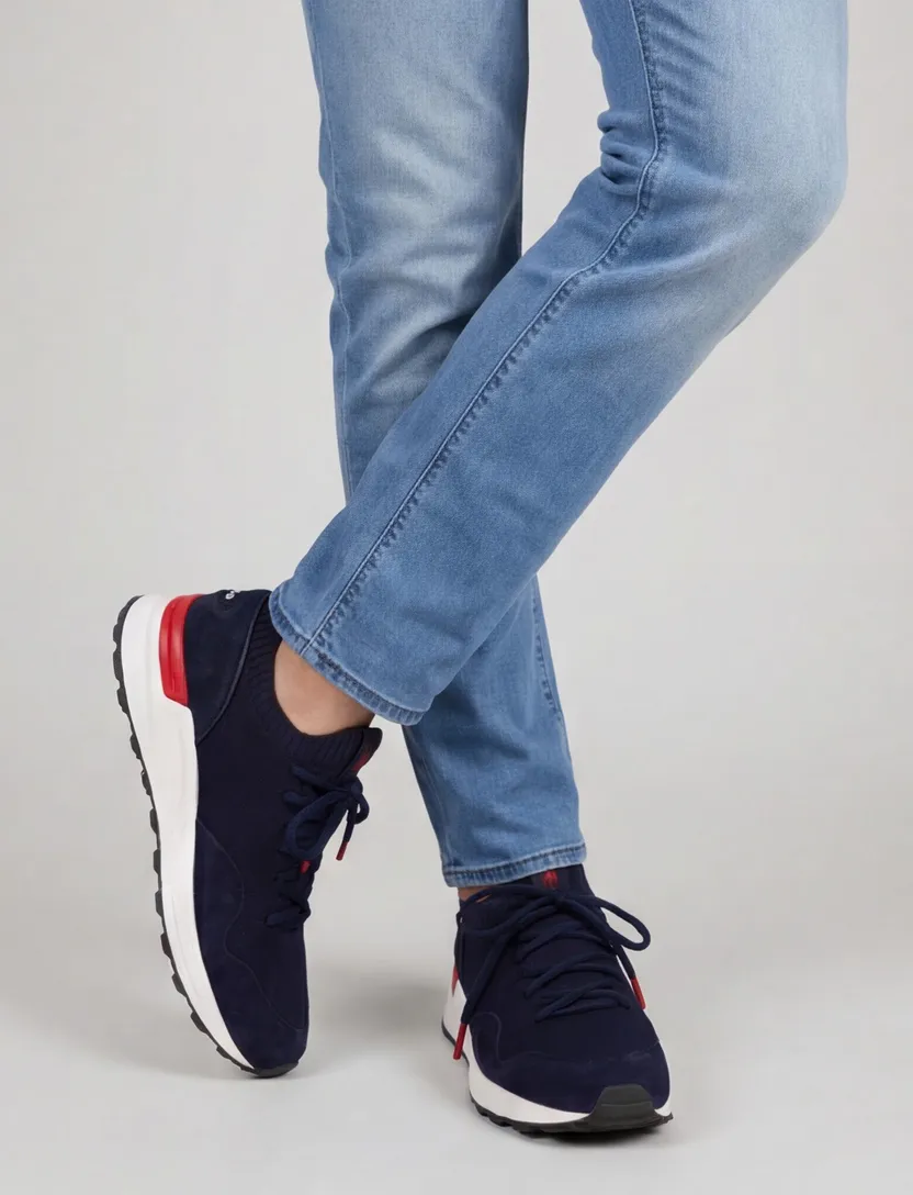 Polo Ralph Lauren sneakers effen leer donkerblauw