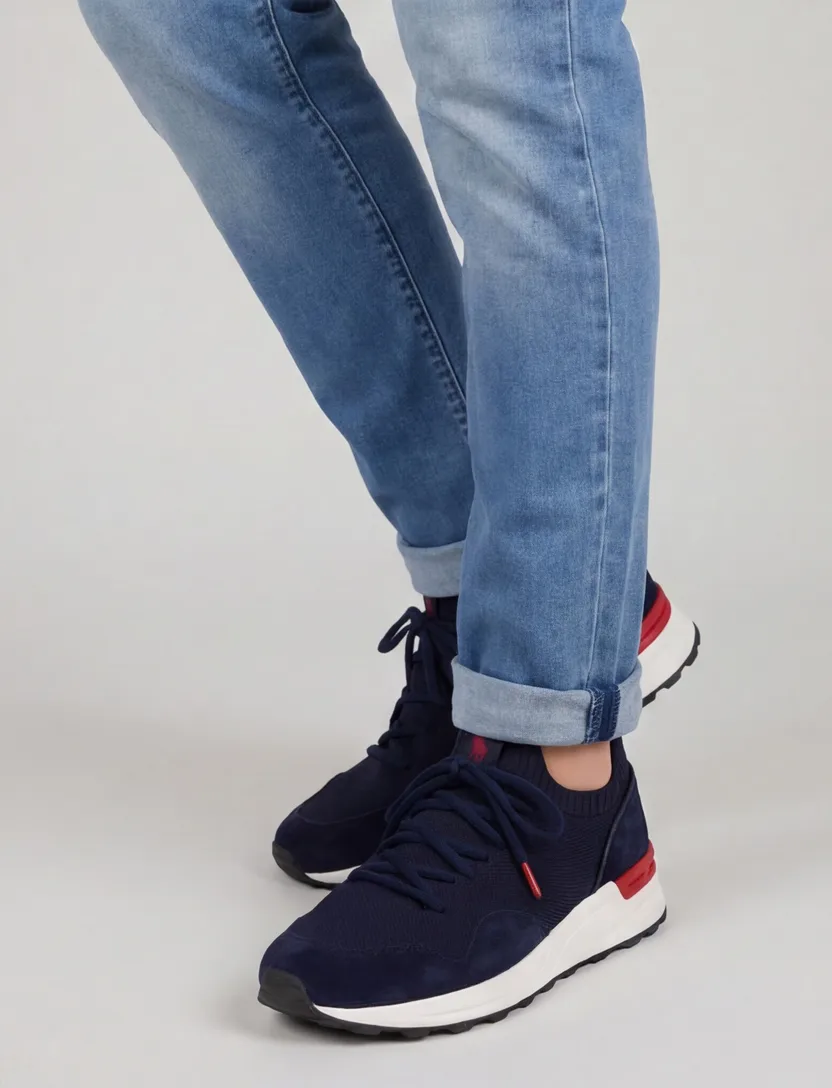 Polo Ralph Lauren sneakers effen leer donkerblauw