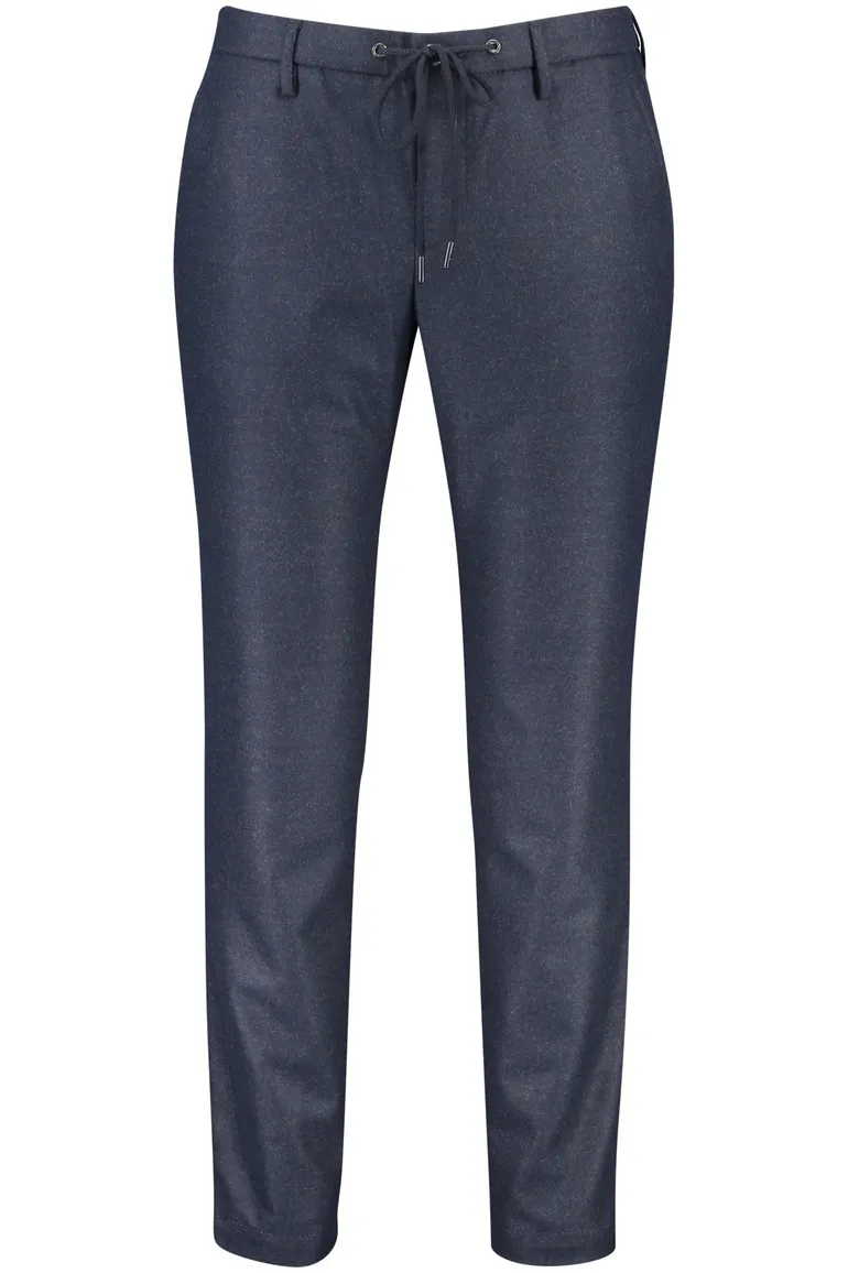 Alberto katoenen broek donkerblauw gemêleerd elastische band
