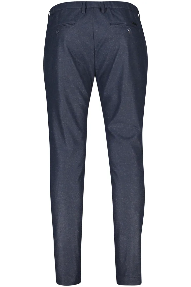 Alberto katoenen broek donkerblauw gemêleerd elastische band