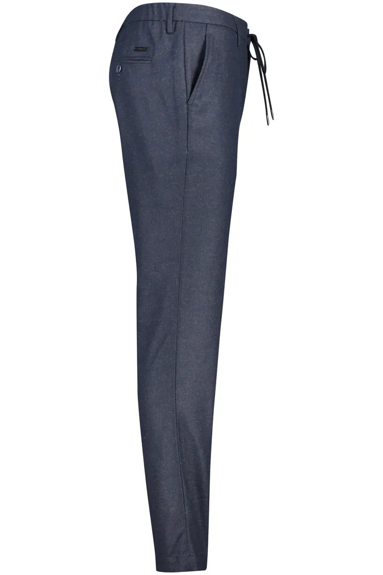 Alberto katoenen broek donkerblauw gemêleerd elastische band