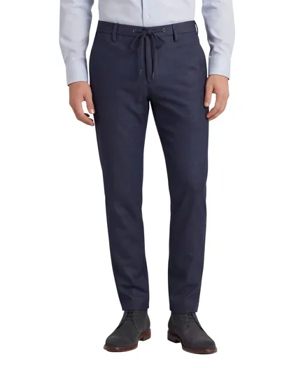 Alberto Alberto katoenen broek donkerblauw gemêleerd elastische band