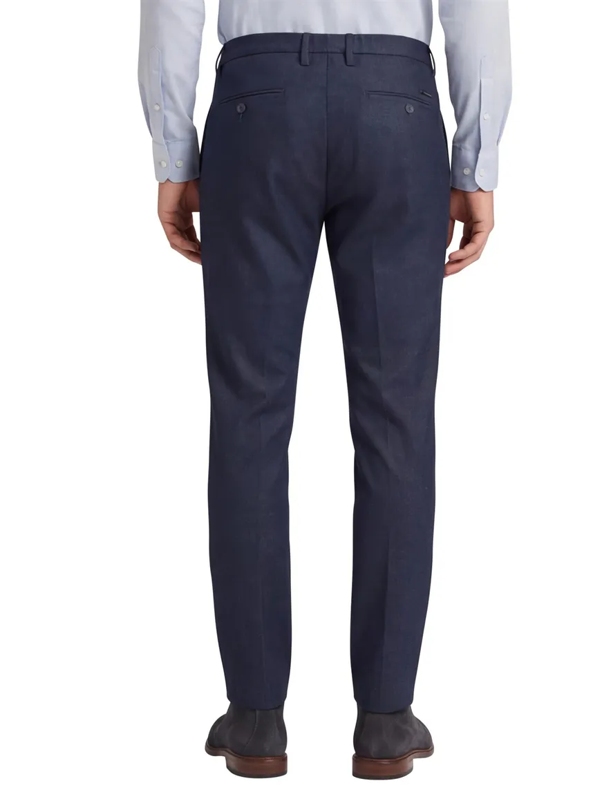 Alberto katoenen broek donkerblauw gemêleerd elastische band