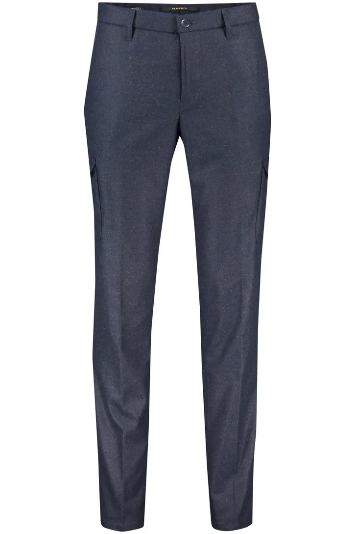 Alberto katoenen broek blauw gemêleerd katoen