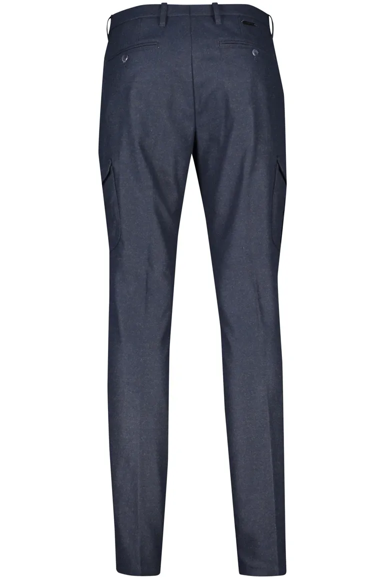 katoenen broek Alberto blauw effen katoen