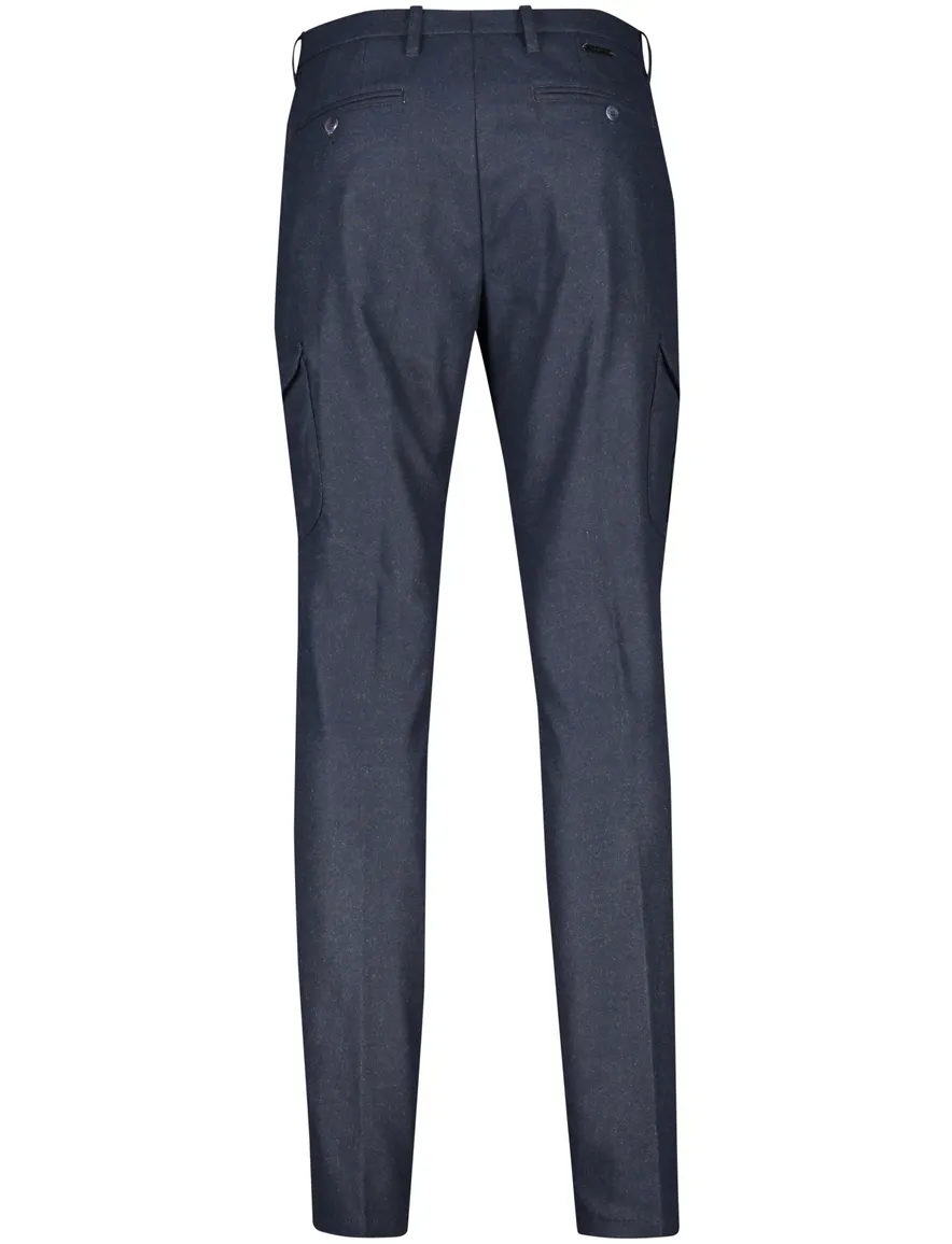 katoenen broek Alberto blauw effen katoen